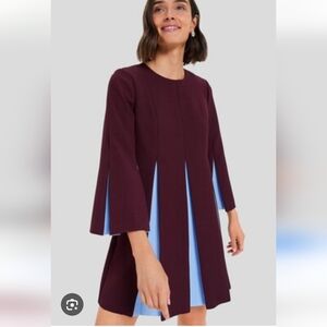 Tuckernuck Burgundy and Light Blue Long Sleeve Dress